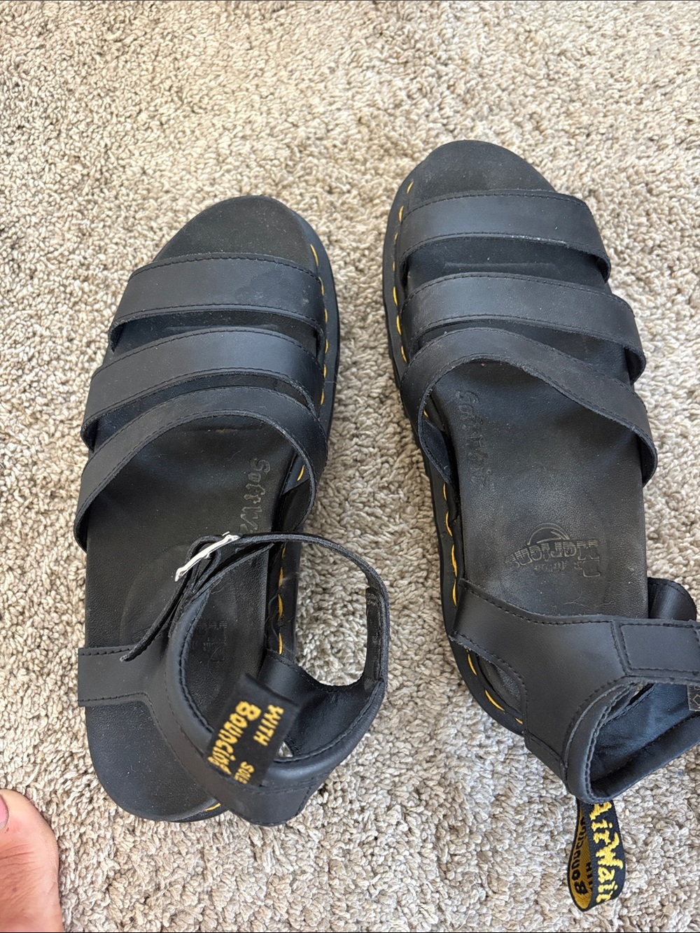 Dr. Martens Black Leather Triple-Strap Women's Sandals